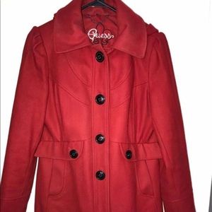 Red Guess Peacoat Size Medium